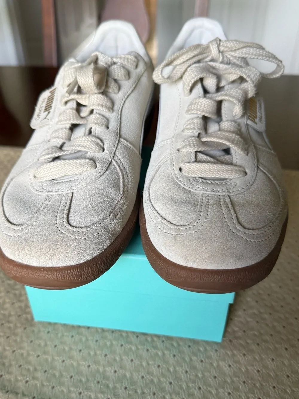 PUMA Palermo Suede Sneakers 397643-11 Alpine Snow/White Women’s Sz 9.5